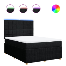 vidaXL fekete szövet rugós ágy matraccal 140 x 200 cm (3294381) ágy és ágykellék