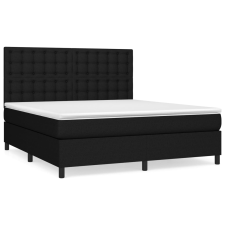 vidaXL fekete szövet rugós ágy matraccal 160x200 cm  (3142107) ágy és ágykellék