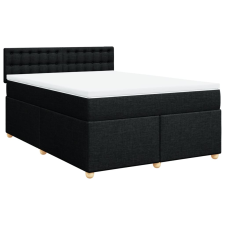 vidaXL fekete szövet rugós ágy matraccal 160x200 cm (3286747) ágy és ágykellék