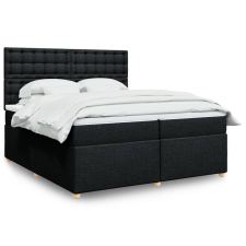 vidaXL fekete szövet rugós ágy matraccal 200 x 200 cm ágy és ágykellék
