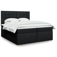 vidaXL fekete szövet rugós ágy matraccal 200 x 200 cm ágy és ágykellék