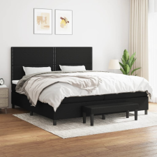 vidaXL fekete szövet rugós ágy matraccal 200 x 200 cm ágy és ágykellék