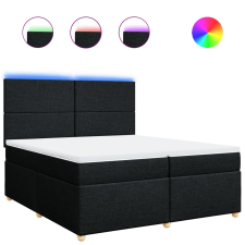 vidaXL fekete szövet rugós ágy matraccal 200 x 200 cm (3293682) ágy és ágykellék