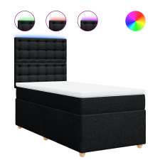 vidaXL fekete szövet rugós ágy matraccal 90x190 cm ágy és ágykellék