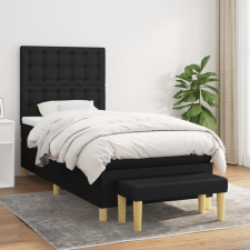 vidaXL fekete szövet rugós ágy matraccal 90x190 cm ágy és ágykellék