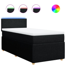 vidaXL fekete szövet rugós ágy matraccal 90x190 cm (3289606) ágy és ágykellék