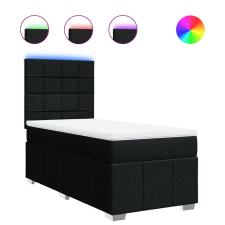 vidaXL fekete szövet rugós ágy matraccal 90x190 cm (3293825) ágy és ágykellék