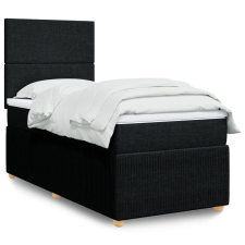 vidaXL fekete szövet rugós ágy matraccal 90x200 cm ágy és ágykellék