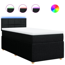 vidaXL fekete szövet rugós ágy matraccal 90x200 cm (3289641) ágy és ágykellék