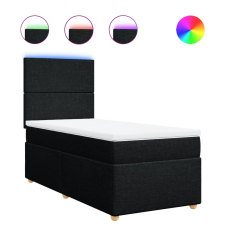 vidaXL fekete szövet rugós ágy matraccal 90x200 cm (3293458) ágy és ágykellék