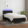 vidaXL fekete szövet rugós és LED-es ágy matraccal 100x200 cm