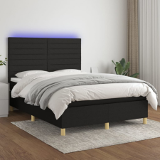 vidaXL fekete szövet rugós és LED-es ágy matraccal 140x190 cm ágy és ágykellék