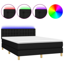 vidaXL fekete szövet rugós és LED-es ágy matraccal 140x190 cm (3134031) ágy és ágykellék