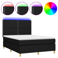 vidaXL fekete szövet rugós és LED-es ágy matraccal 140x190 cm (3135351) ágy és ágykellék