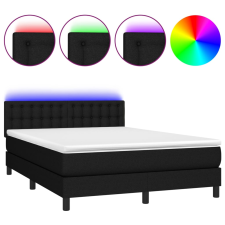 vidaXL fekete szövet rugós és LED-es ágy matraccal 140x200 cm (3133479) ágy és ágykellék