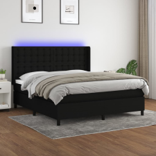 vidaXL fekete szövet rugós és LED-es ágy matraccal 160x200 cm ágy és ágykellék