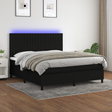 vidaXL fekete szövet rugós és LED-es ágy matraccal 160x200 cm ágy és ágykellék