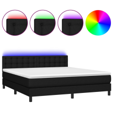 vidaXL fekete szövet rugós és LED-es ágy matraccal 160x200 cm (3133487) ágy és ágykellék