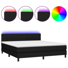 vidaXL fekete szövet rugós és LED-es ágy matraccal 180 x 200 cm (3133175) ágy és ágykellék