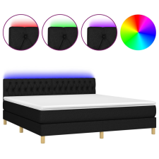 vidaXL fekete szövet rugós és LED-es ágy matraccal 180 x 200 cm (3133975) ágy és ágykellék