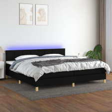 vidaXL fekete szövet rugós és LED-es ágy matraccal 200x200 cm ágy és ágykellék