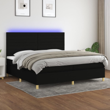 vidaXL fekete szövet rugós és LED-es ágy matraccal 200x200 cm ágy és ágykellék