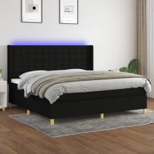 vidaXL fekete szövet rugós és LED-es ágy matraccal 200x200 cm ágy és ágykellék