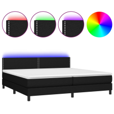 vidaXL fekete szövet rugós és LED-es ágy matraccal 200x200 cm (3133103) ágy és ágykellék