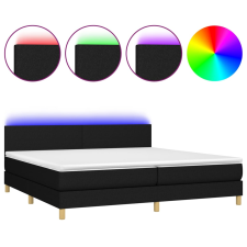 vidaXL fekete szövet rugós és LED-es ágy matraccal 200x200 cm (3133583) ágy és ágykellék