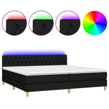 vidaXL fekete szövet rugós és LED-es ágy matraccal 200x200 cm (3133983) ágy és ágykellék