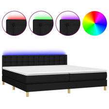 vidaXL fekete szövet rugós és LED-es ágy matraccal 200x200 cm (3134063) ágy és ágykellék