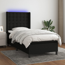 vidaXL Fekete szövet rugós és led-es ágy matraccal 80 x 200 cm ágy és ágykellék
