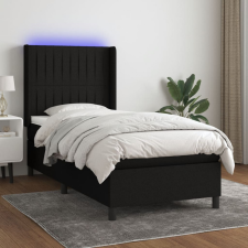 vidaXL fekete szövet rugós és LED-es ágy matraccal 90x190 cm ágy és ágykellék