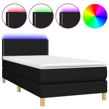 vidaXL fekete szövet rugós és LED-es ágy matraccal 90x190 cm (3133599) ágy és ágykellék
