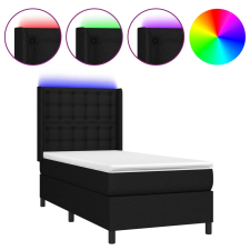 vidaXL fekete szövet rugós és LED-es ágy matraccal 90x190 cm (3138599) ágy és ágykellék
