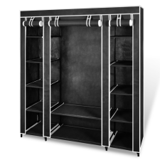 vidaXL Fekete Szövet Szekrény Rekeszekkel és Rudakkal 45 x 150 176 cm bútor