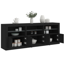 vidaXL fekete tálalószekrény LED-világítással 181,5x37x67 cm bútor