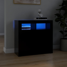 vidaXL fekete tálalószekrény LED-világítással 80 x 35 x 75 cm bútor