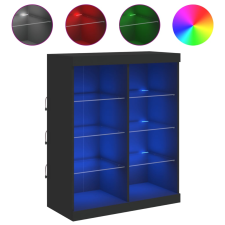 vidaXL fekete tálalószekrény LED-világítással 81 x 37 x 100 cm (836715) bútor