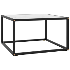 vidaXL fekete teázóasztal fehér márvány mintás üveggel 60 x 60 x 35 cm bútor