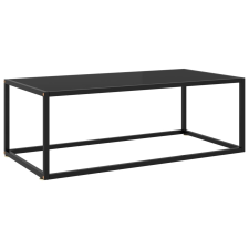 vidaXL fekete teázóasztal fekete üveggel 100 x 50 x 35 cm bútor