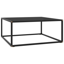 vidaXL fekete teázóasztal fekete üveggel 80 x 80 x 35 cm bútor