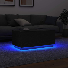 vidaXL fekete tölgy dohányzóasztal LED-lámpákkal 90x50x40 cm bútor
