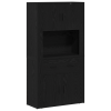 vidaXL Fekete tölgy Highboard 80x33x150 cm Szerelt fa (3334342)