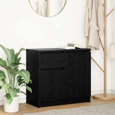 vidaXL fekete tölgy szerelt fa tálalószekrény fiókos 71x35x65 cm bútor