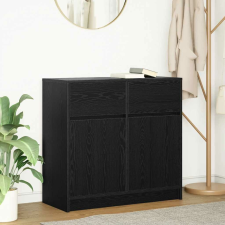 vidaXL fekete tölgy szerelt fa tálalószekrény fiókos 80x34x76 cm bútor