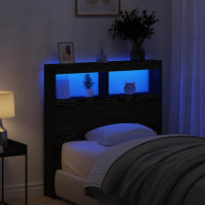 vidaXL fekete tölgy színű áthidalószekrény LED-ekkel 100 x 17 x 102 cm ágy és ágykellék