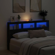 vidaXL fekete tölgy színű áthidalószekrény LED-ekkel 180 x 17 x 102 cm ágy és ágykellék