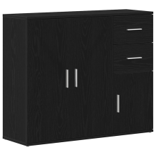 vidaXL fekete tölgy színű szerelt fa tálalószekrény 91x29,5x75 cm (862003) bútor