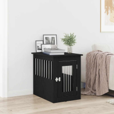 vidaXL fekete tölgyfa kutyaketrec bútor 62 x 45 x 59 cm szállítóbox, fekhely kutyáknak